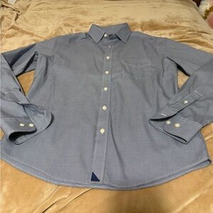 UNTUCKit Men's Blue Micro-Check Button-Down Dress Shirt Medium Slim Fit